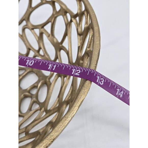 Abstract Large Brutalist Avant Garde Gold Tone Decorative Design Bowl Decor - Picture 8 of 16